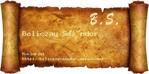 Beliczay Sándor névjegykártya
